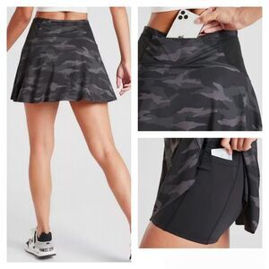 Athleta Match Point Skort 13.5 Dark Camo NWT Small Athleisure Tennis Flare Skirt